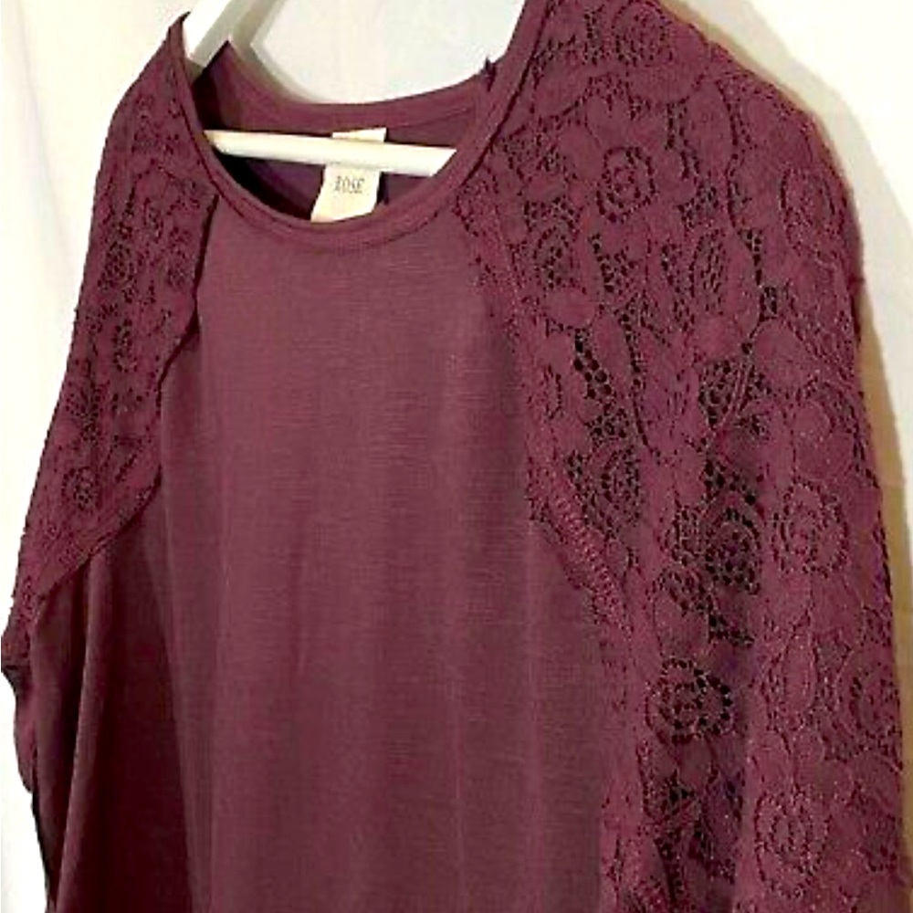 Knox Rose Burgundy Wine Waffle Knit Top Medium